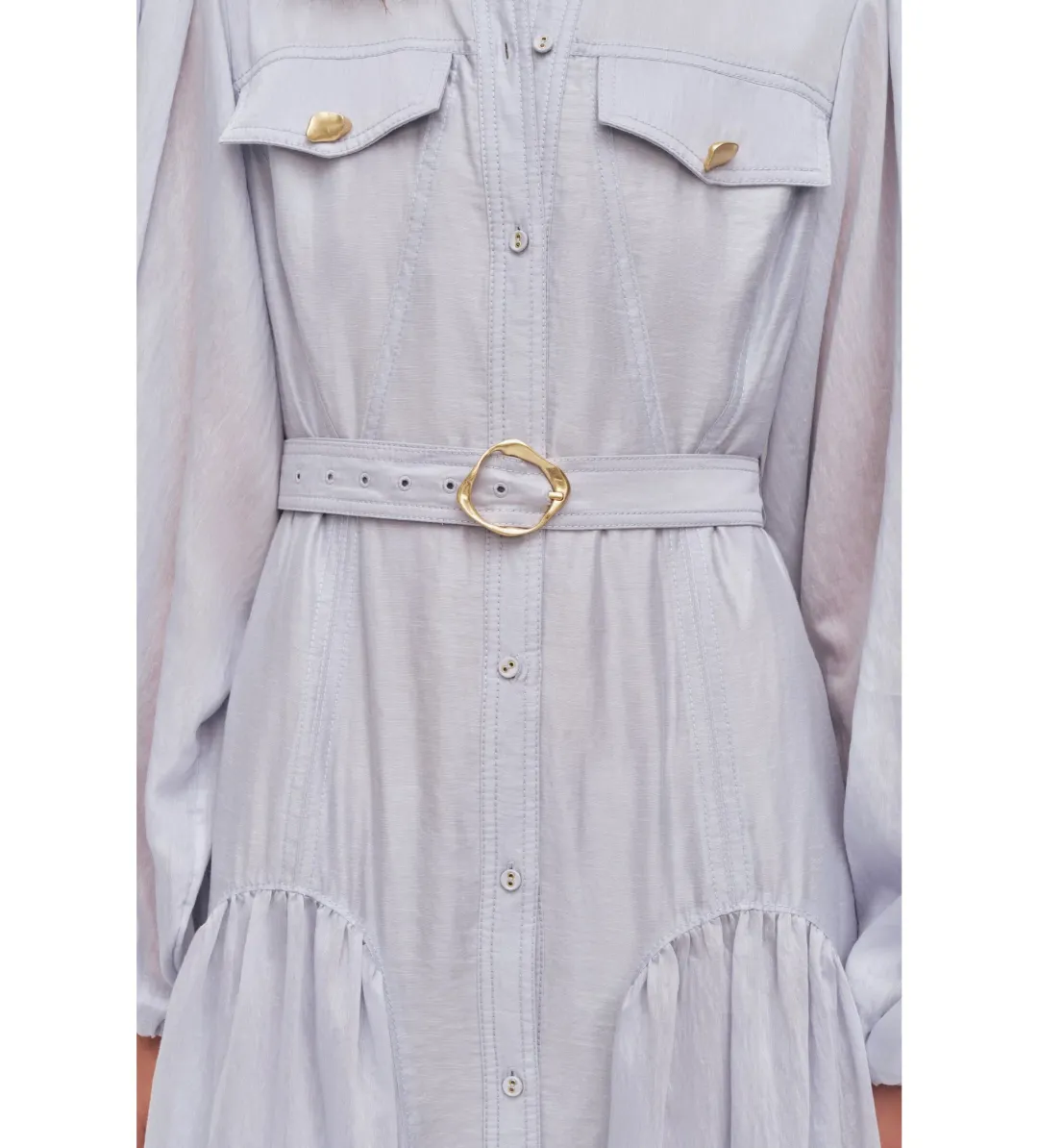 Aje Colide Maxi Shirt Dress French Blue Size 10 for rent on The Volte - main image