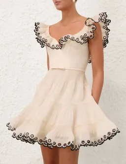 Zimmerman Embroidered Frilled Mini Dress for rent on The Volte - image 2