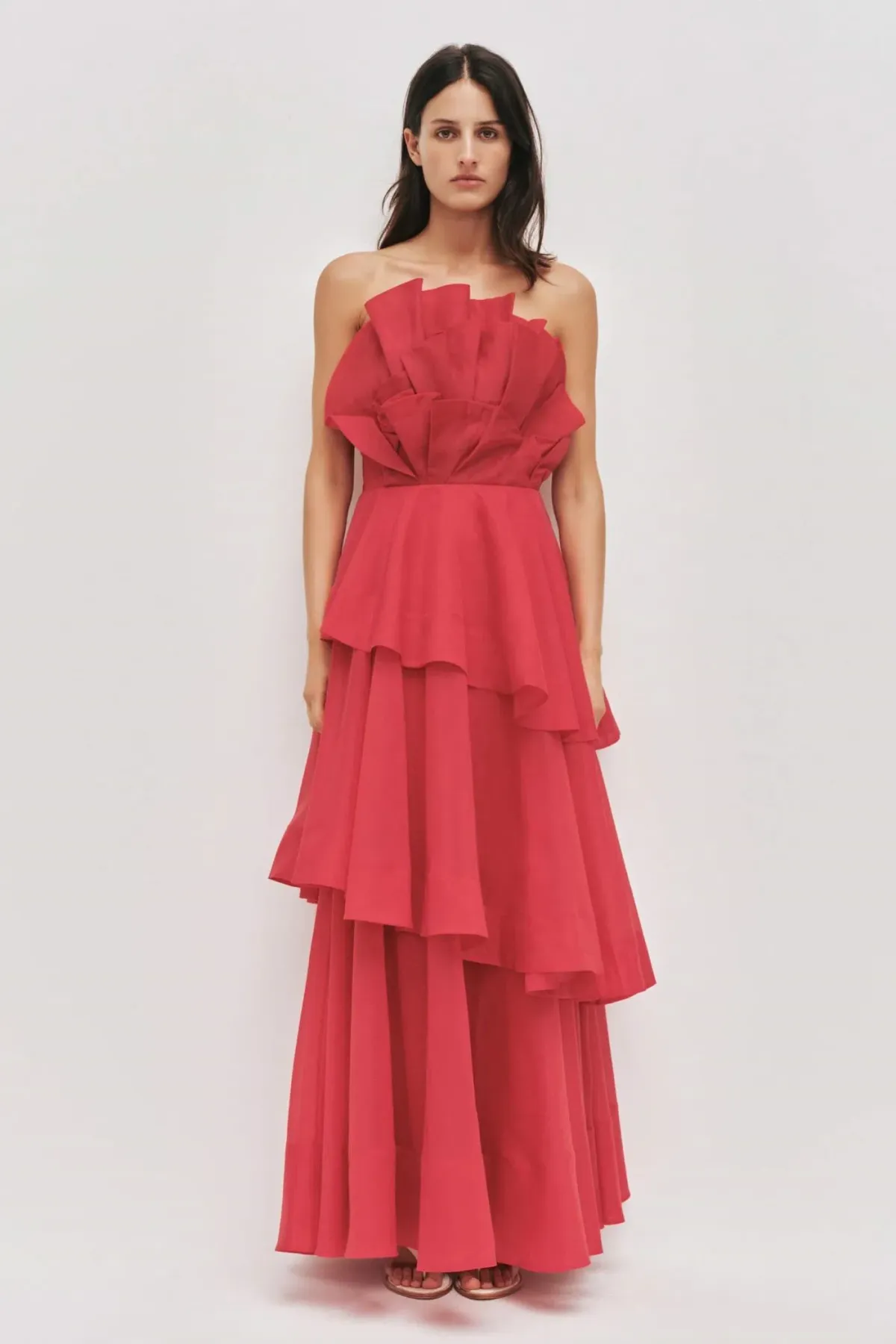 Aje Selestia Gown in Scarlet Red Size 16 for rent on The Volte - main image