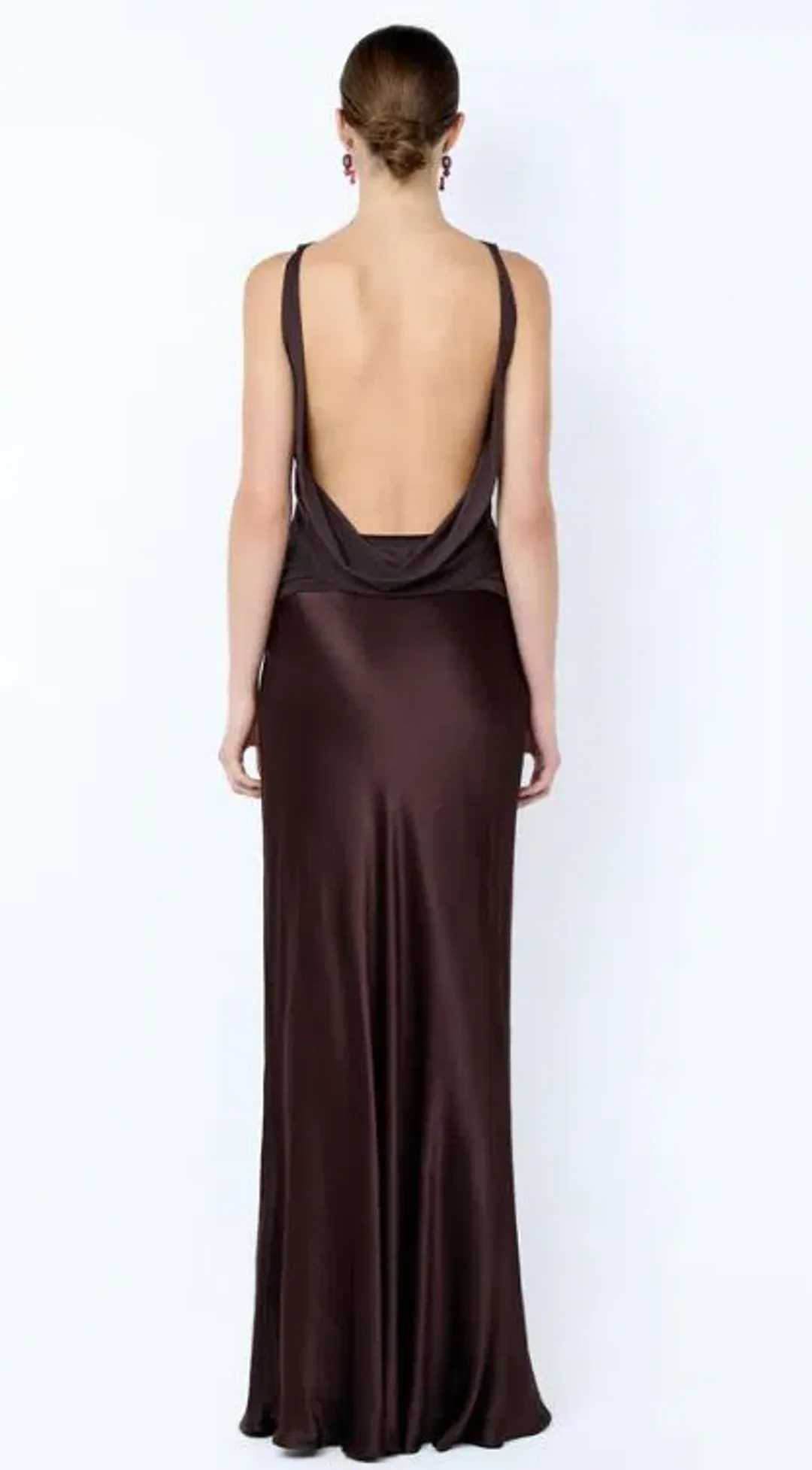Bec and Bridge Mirabelle Cowl Neck Maxi Dress in Dark Chocolate Size 8 for rent on The Volte - main image