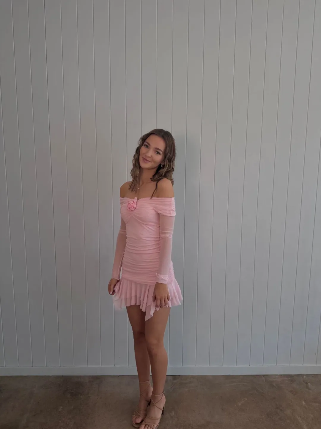 Chosen By Tuchuzy Off Shoulder Mesh Rose Mini (Bubblegum) Size 6 for rent on The Volte - main image