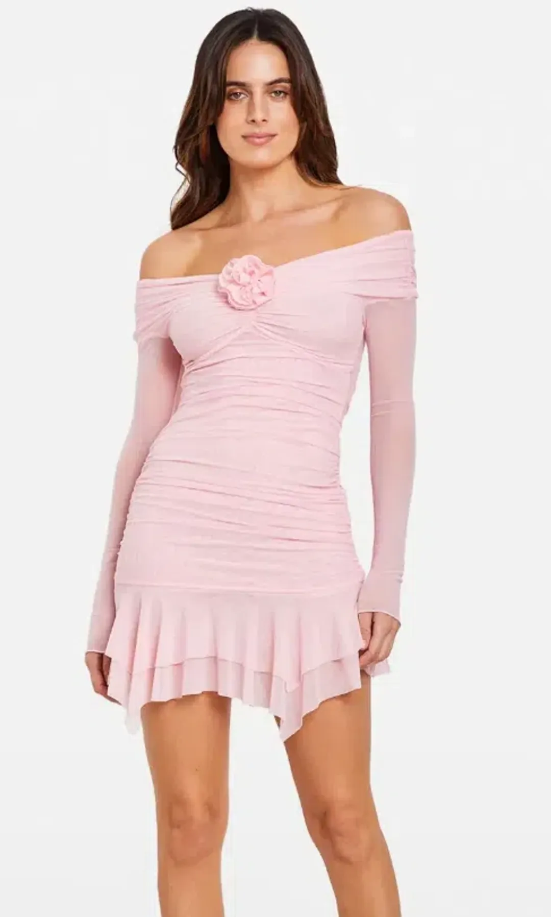 Chosen By Tuchuzy Off Shoulder Mesh Rose Mini (Bubblegum) Size 6 for rent on The Volte - main image