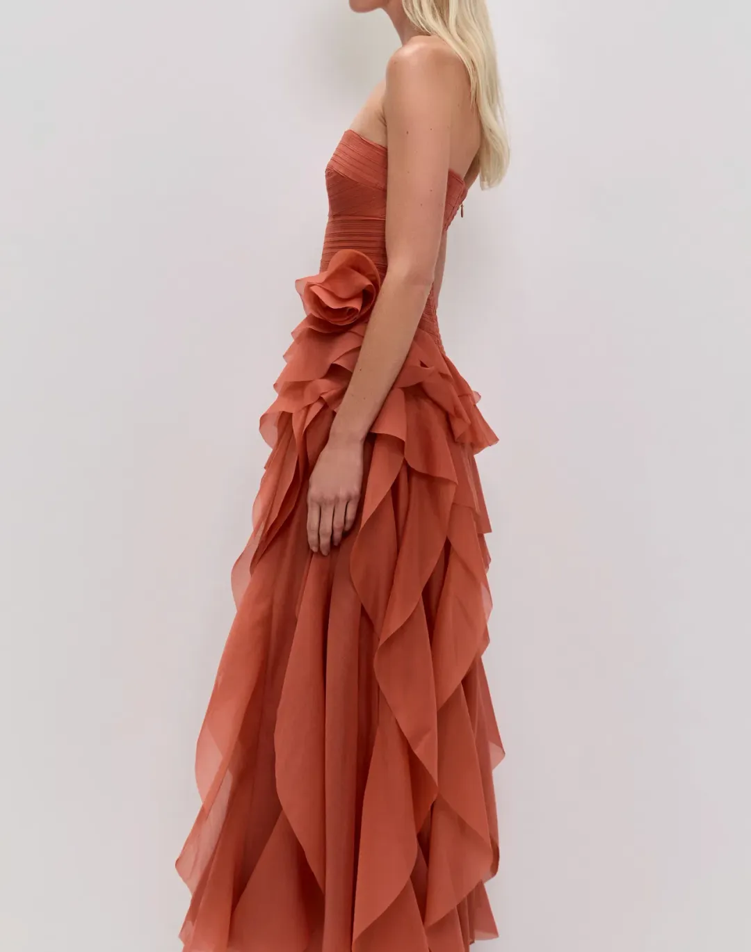 Aje Canyon Gown Coral clay size 6  for rent on The Volte - main image