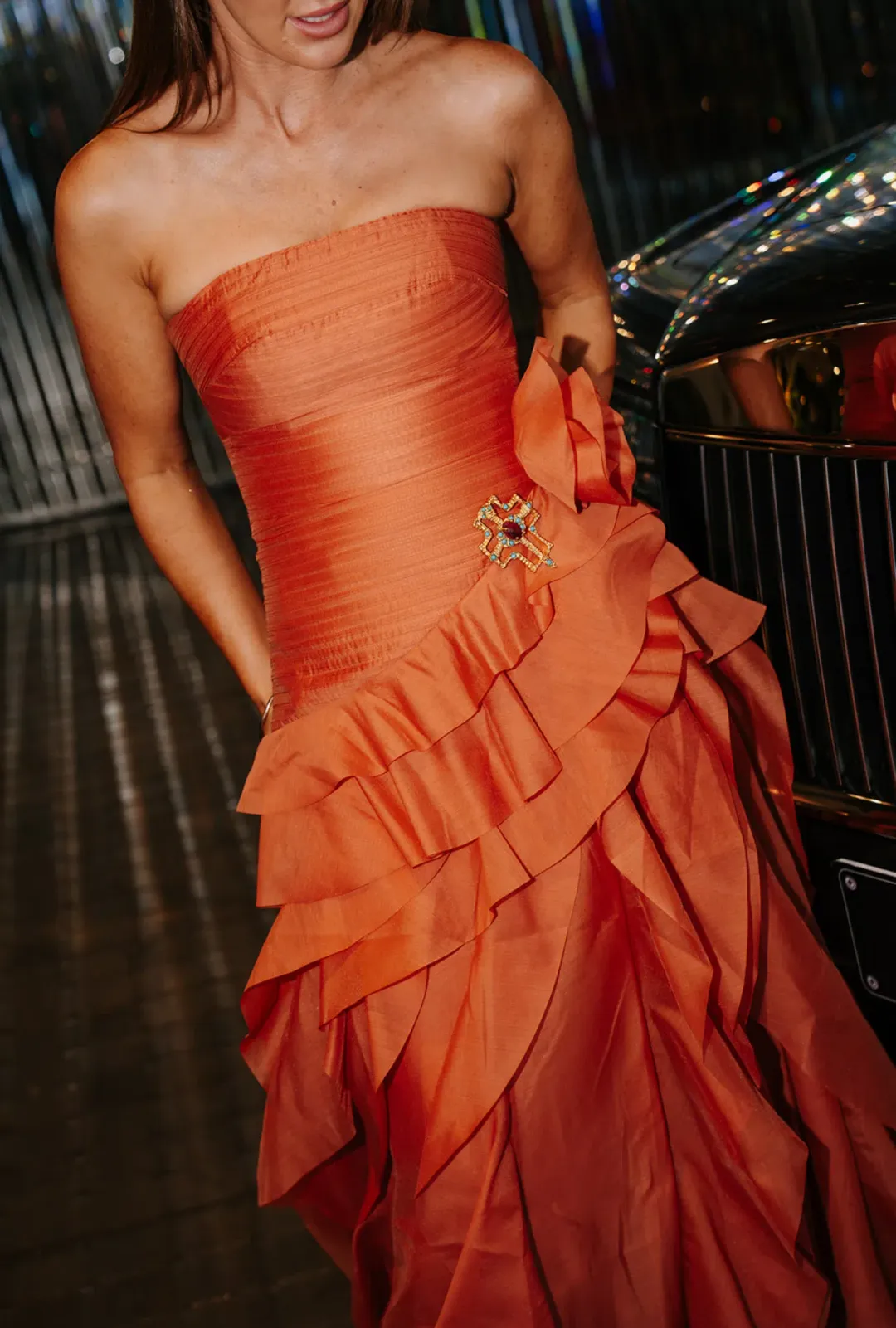 Aje Canyon Gown Coral clay size 6  for rent on The Volte - main image