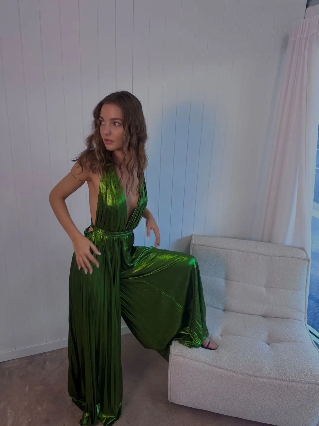 Retrofete Graciane Jumpsuit Green Size XSmall for rent on The Volte - main image