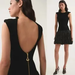 AJE Raffia Rushes Dress Black Size Large / 12 AU for rent on The Volte - image 2
