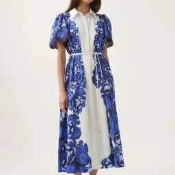 Aje Blue and white Fernanda shirt dress for rent on The Volte - image 1