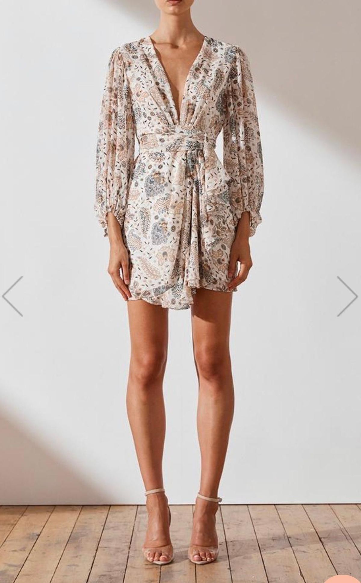 Shona Joy Miller Plunge Mini Dress Size 12  for rent on The Volte - main image