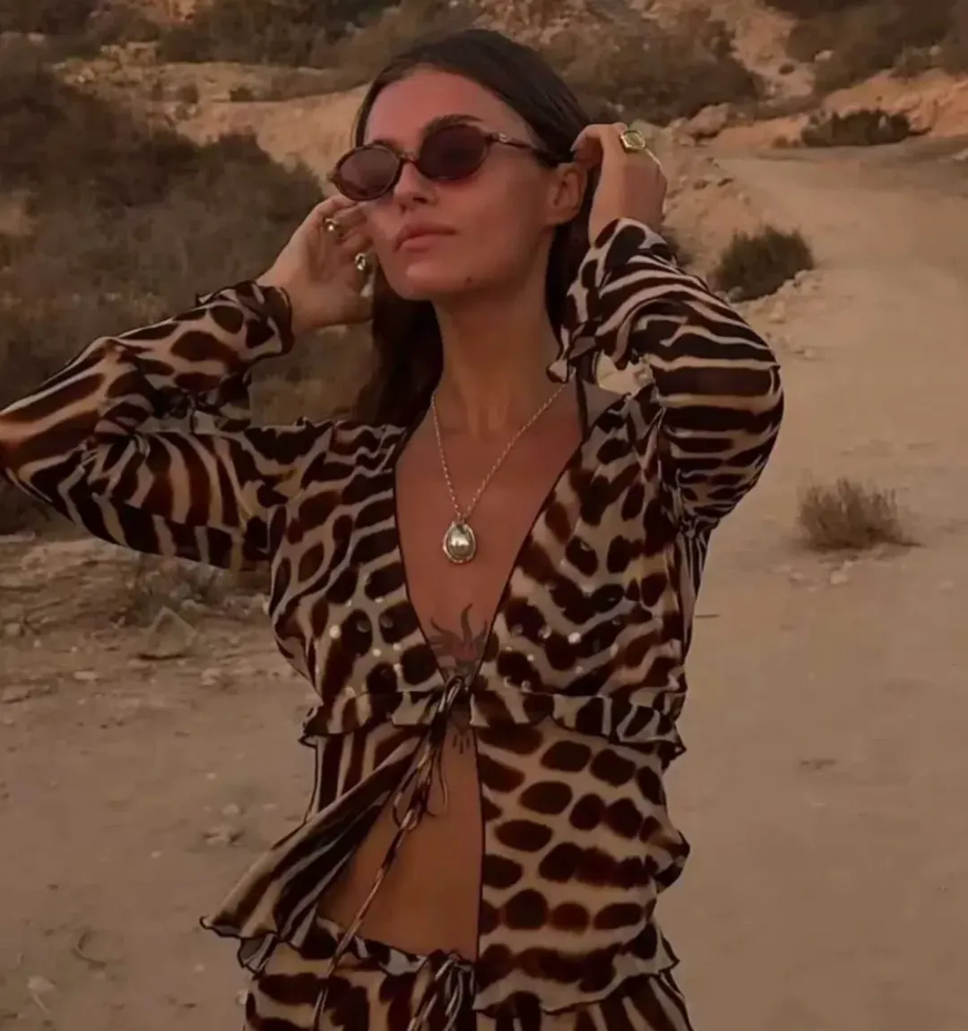 RAT & BOA RENO BLOUSE in Leopard Print XXS (Fits AU 4 - 6) for rent on The Volte - main image