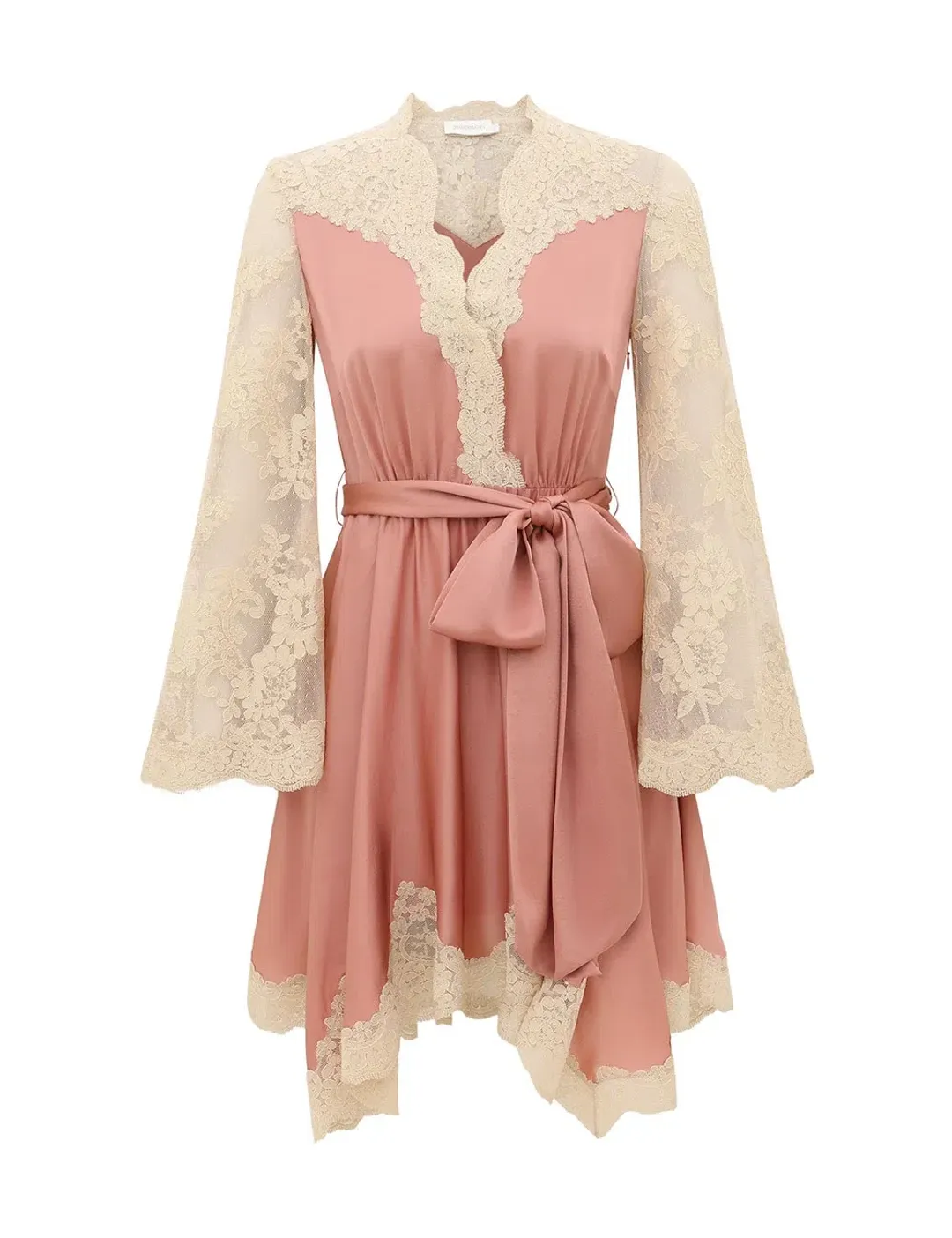 Zimmermann Luna Satin Drape Mini Dress Dusty Rose Size 1 for rent on The Volte - main image