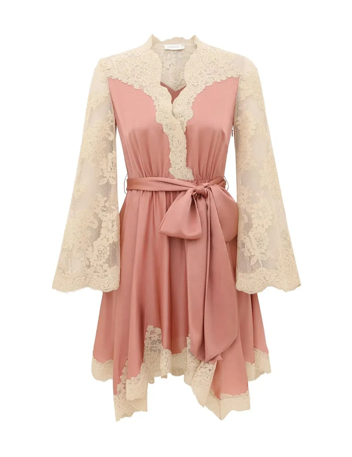 Zimmermann Luna Satin Drape Mini Dress Dusty Rose Size 1 for rent on The Volte - main image
