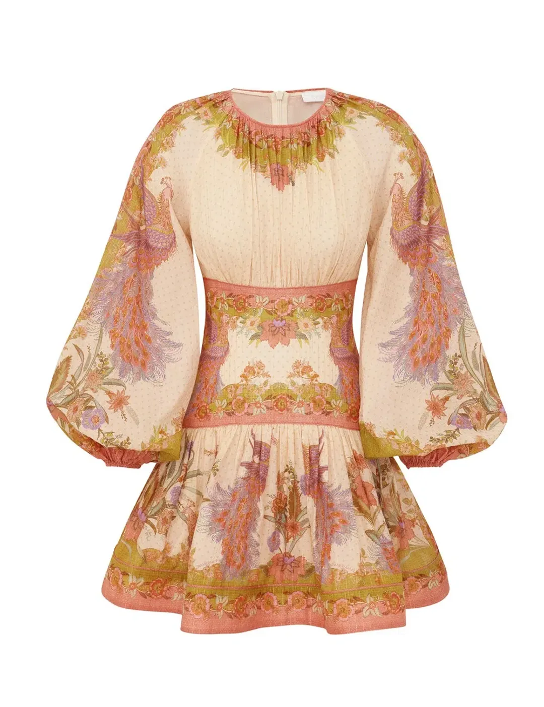 Zimmermann Indra Mini Dress Chartreuse Scarf Floral Size 3 for rent on The Volte - main image