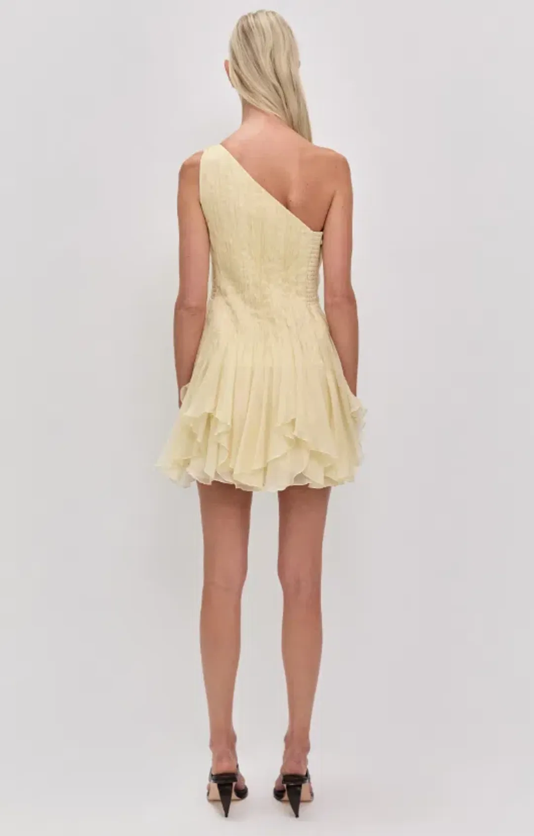 AJE Nisha Mini Dress Pastel Yellow Size 8 for rent on The Volte - main image
