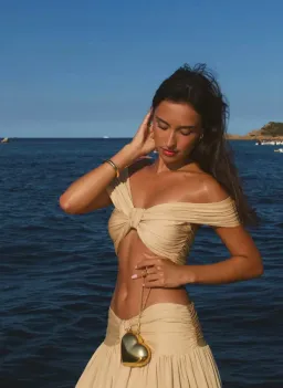 ARCINA ORI ALESSIA CROPPED TOP AND MAXI SKIRT SET SAND YELLOW XS / AU 6 for rent on The Volte - image 3