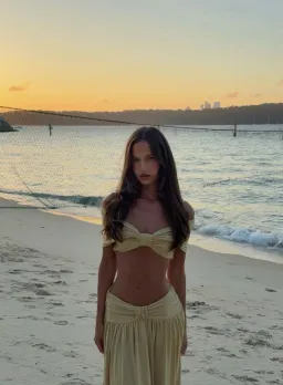 ARCINA ORI ALESSIA CROPPED TOP AND MAXI SKIRT SET SAND YELLOW XS / AU 6 for rent on The Volte - image 4