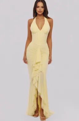 House of CB Carmine lemon mesh silhouette maxi dress Regular Cup Size L for rent on The Volte - image 1
