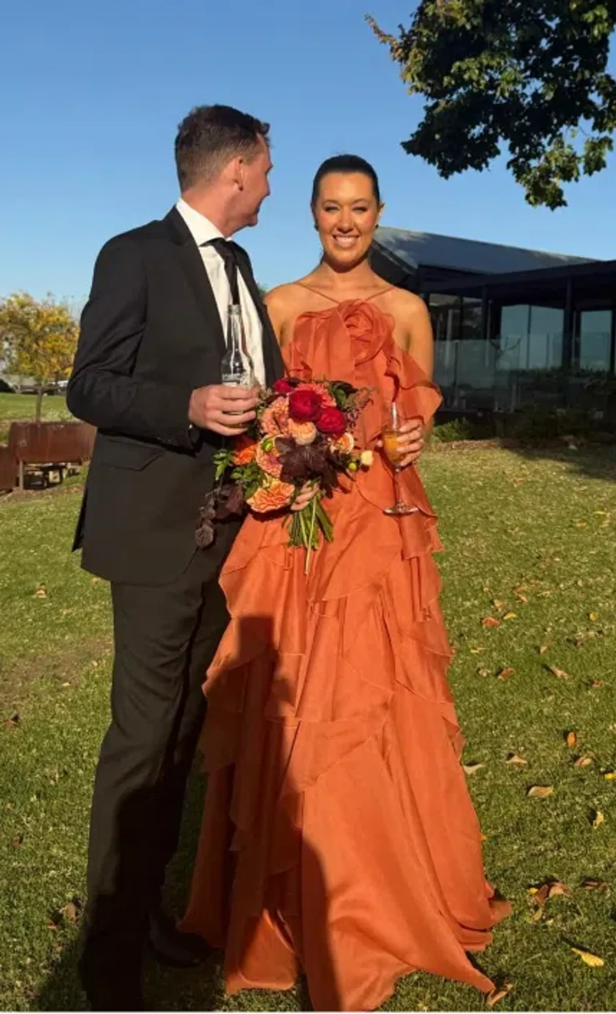 Aje Pandorea Layered Maxi Dress Coral Clay Size AU 6 for rent on The Volte - main image