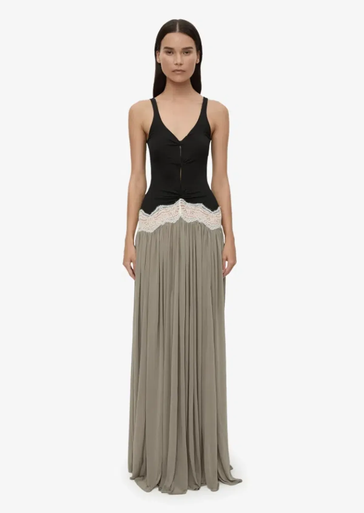 Christopher Esber Open Twist Verner Lace Tank Dress black slate Size 10 for rent on The Volte - main image