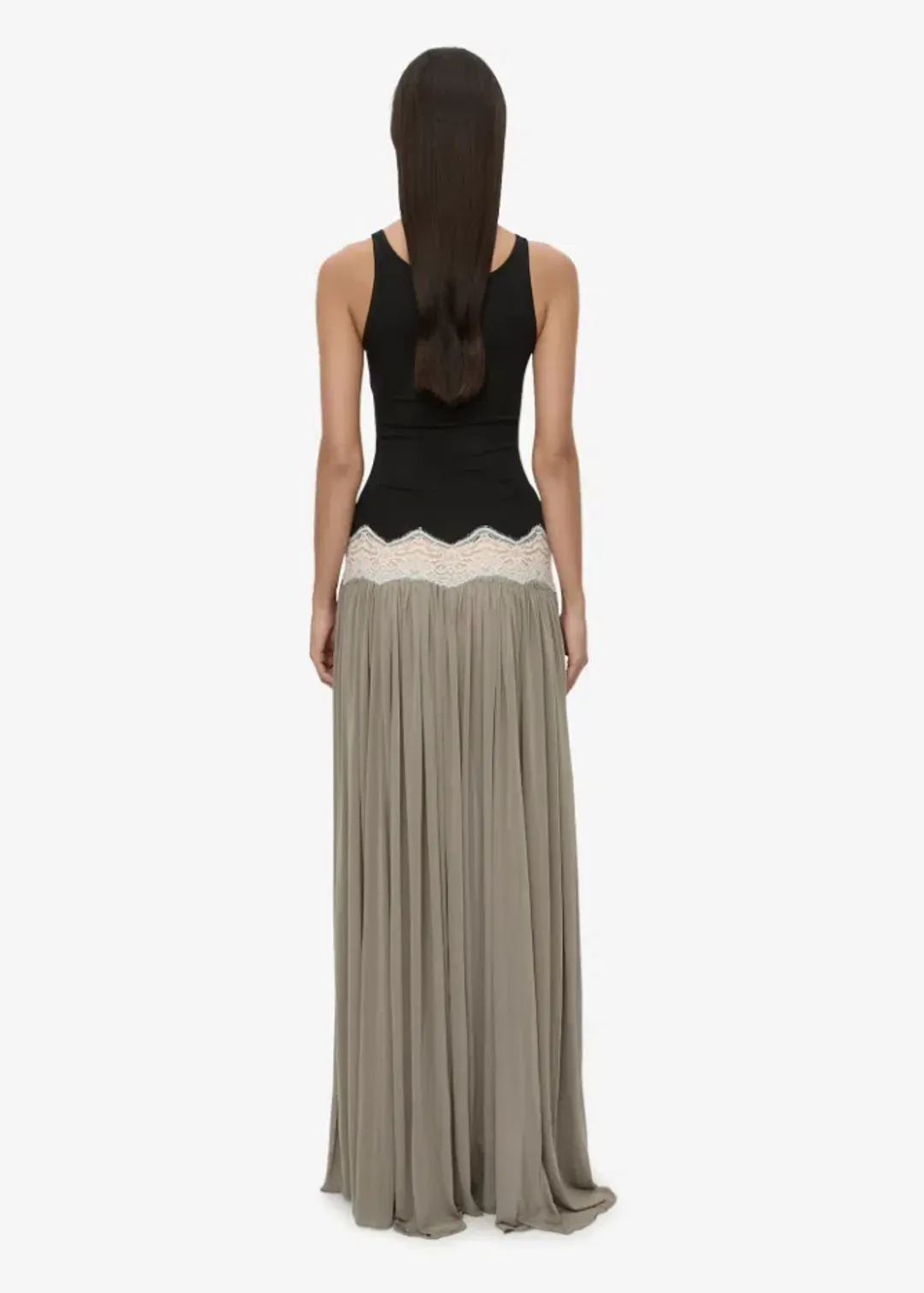 Christopher Esber Open Twist Verner Lace Tank Dress black slate Size 10 for rent on The Volte - main image