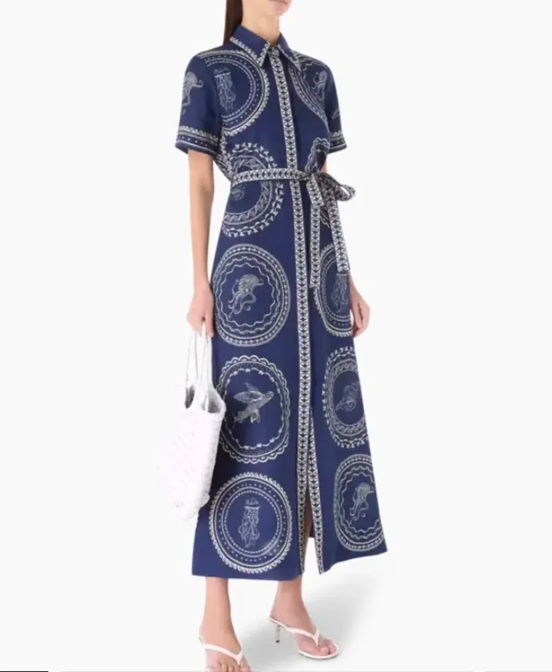 Alemais Oceane Midi Linen Shirt Dress Size 6 fits an 8 too for rent on The Volte - main image