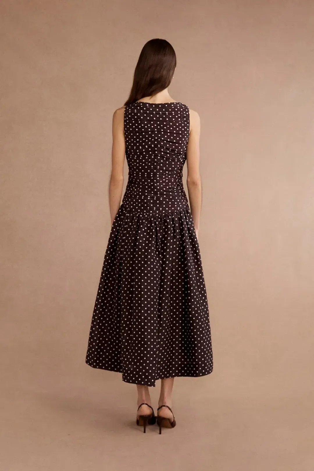Lovaan Val Midi Dress Cacao Spot Size 10 for rent on The Volte - main image