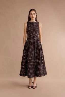 Lovaan Val Midi Dress Cacao Spot Size 10 for rent on The Volte - image 1