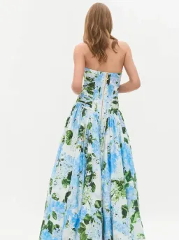 Aje Maxi Bubble Hem Dress in Blue Hydrangea Size 4 for rent on The Volte - image 3