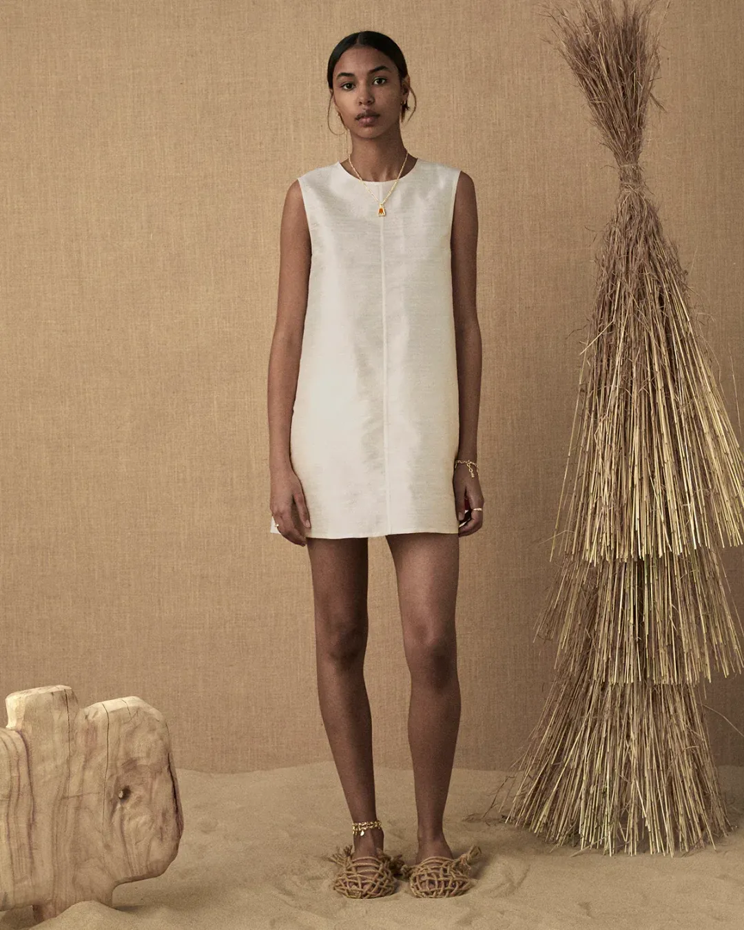 Lucy Folk Cartouche Silk Mini Dress for rent on The Volte - main image