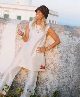 Lucy Folk Cartouche Silk Mini Dress for rent on The Volte - image 3