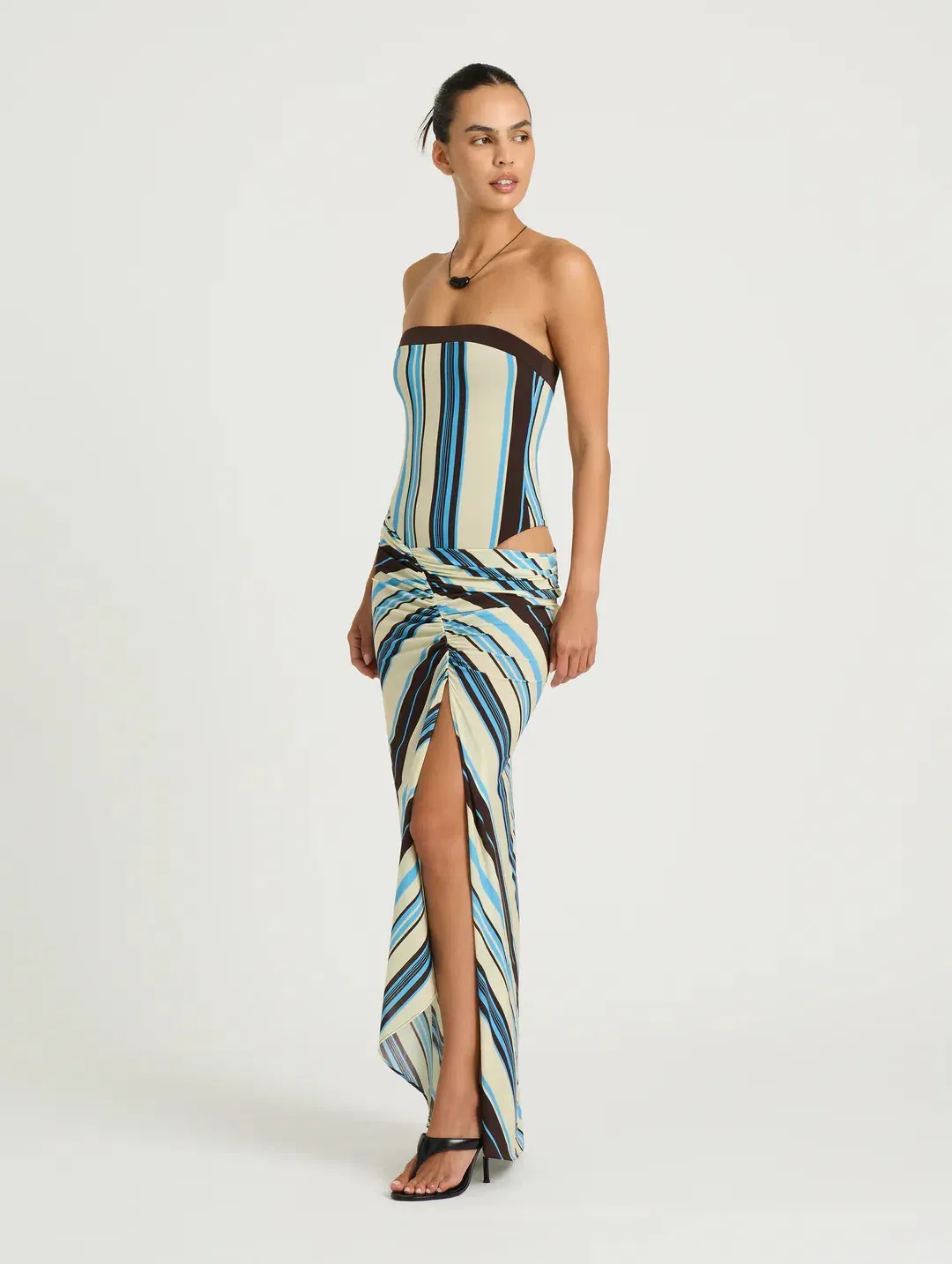 BENNI RUMI STRAPLESS MAXI OCEAN STRIPE SIZE 8 for rent on The Volte - main image