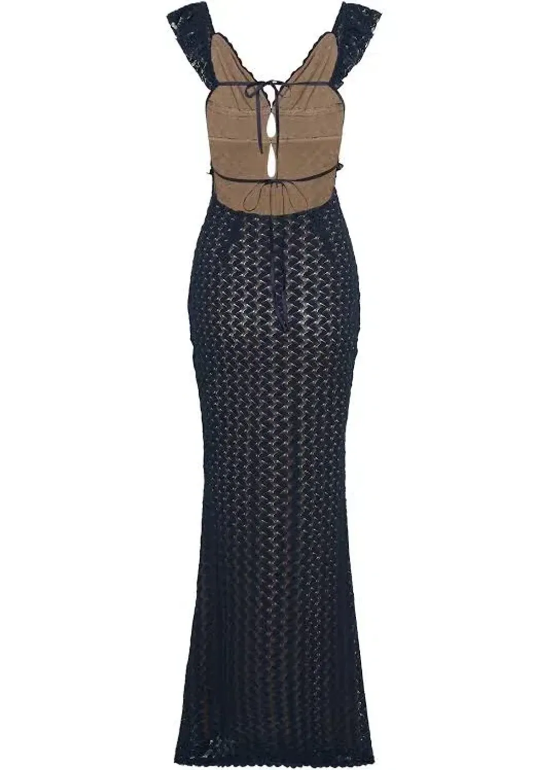 Meshki Ezra Lace Maxi Dress - Navy Size 8/S for rent on The Volte - main image