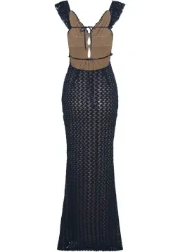 Meshki Ezra Lace Maxi Dress - Navy Size 8/S for rent on The Volte - image 2