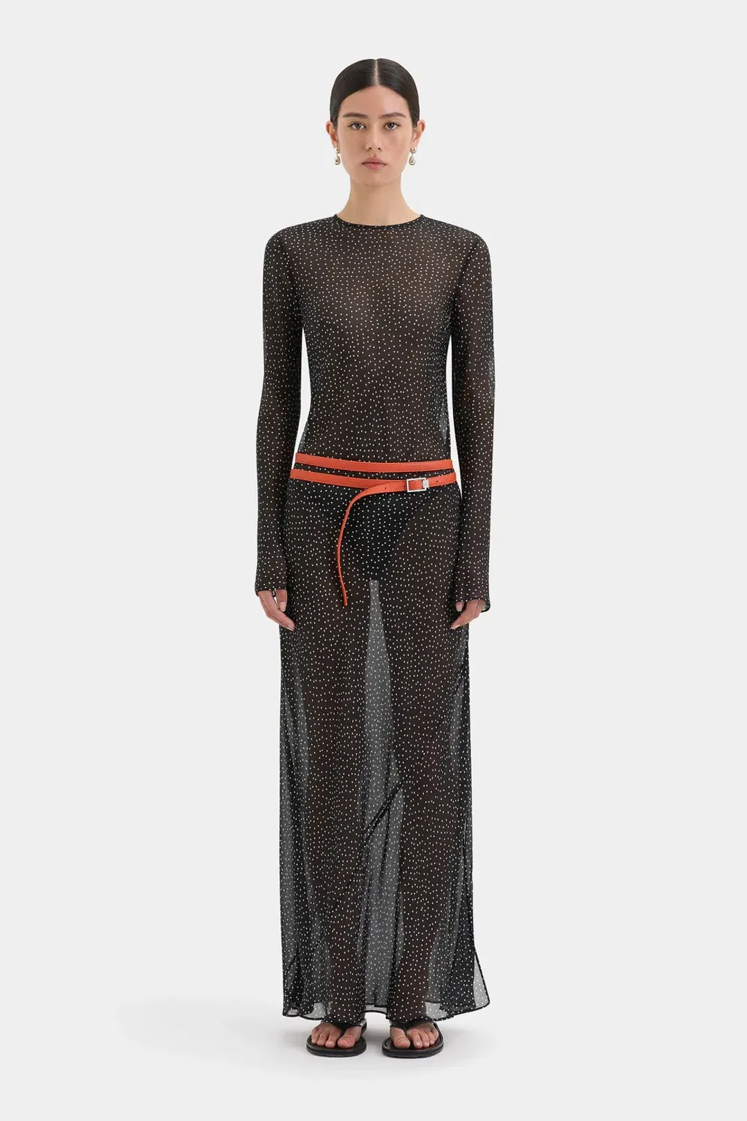 Sir the Label Lisander Long Sleeve Dress Polka Dot Nero Size 1  for rent on The Volte - main image