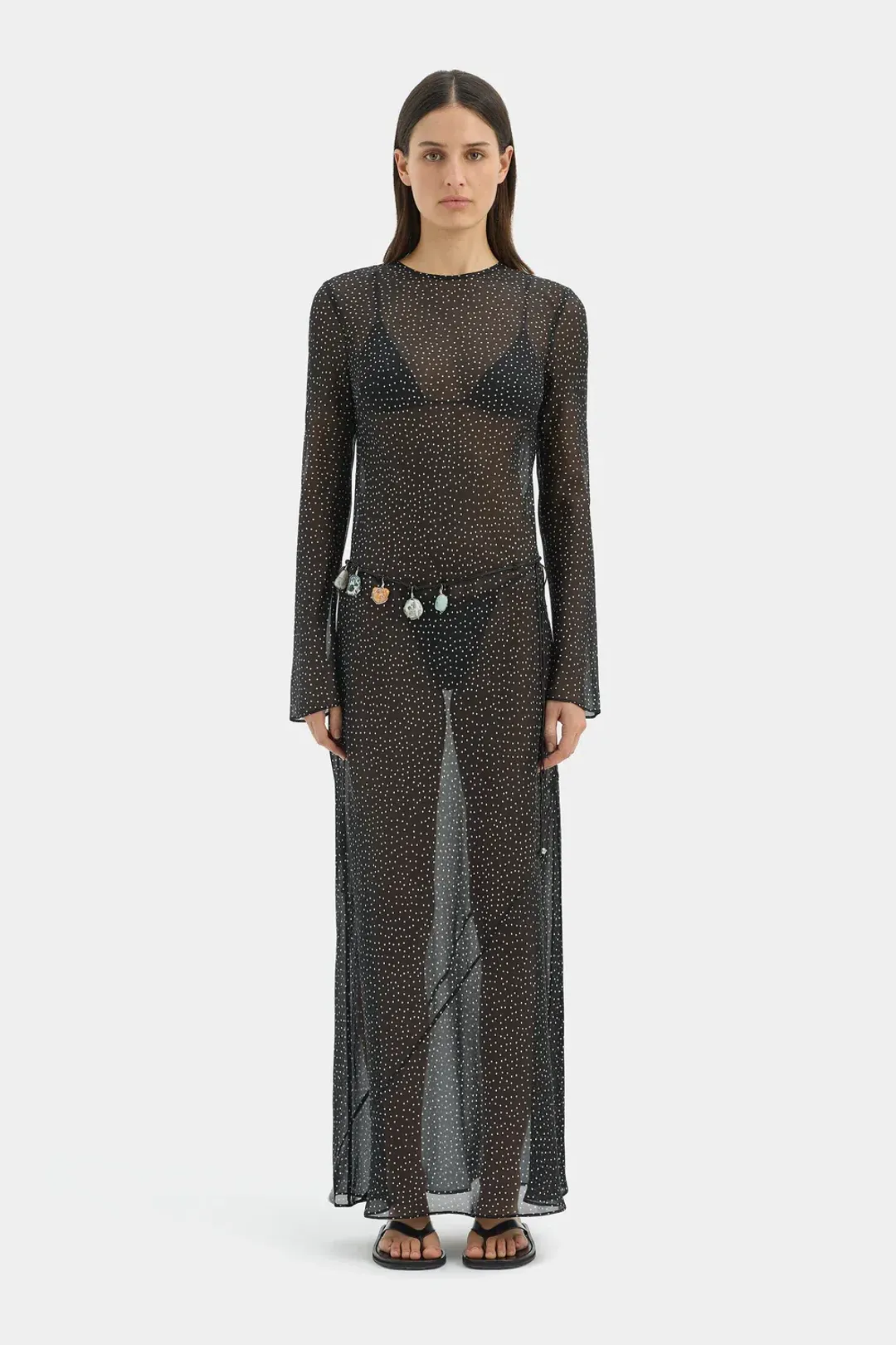 Sir the Label Lisander Long Sleeve Dress Polka Dot Nero Size 1  for rent on The Volte - main image