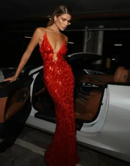 Misha Sapphire Sequin Maxi Dress in Red Sequin Size L / AU 12 for rent on The Volte - image 5