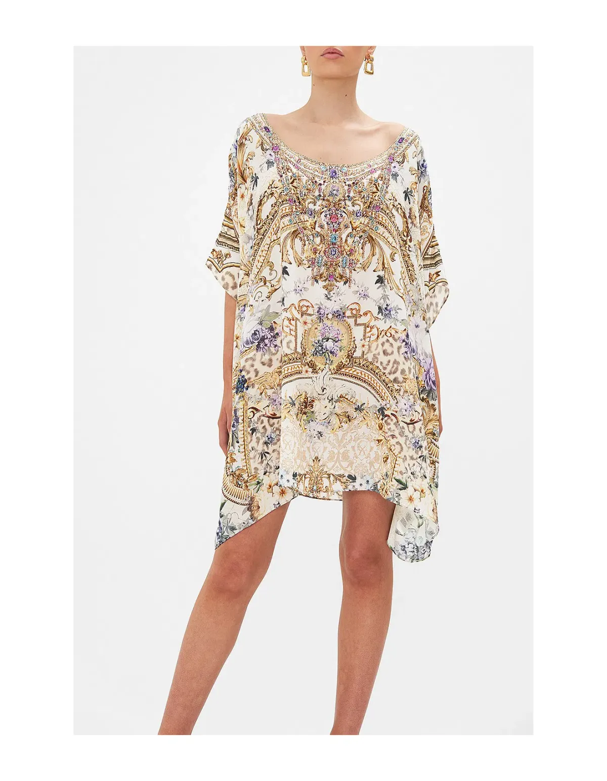 Camilla Short Round Neck Kaftan Palazzo Play Date size one size  for rent on The Volte - main image