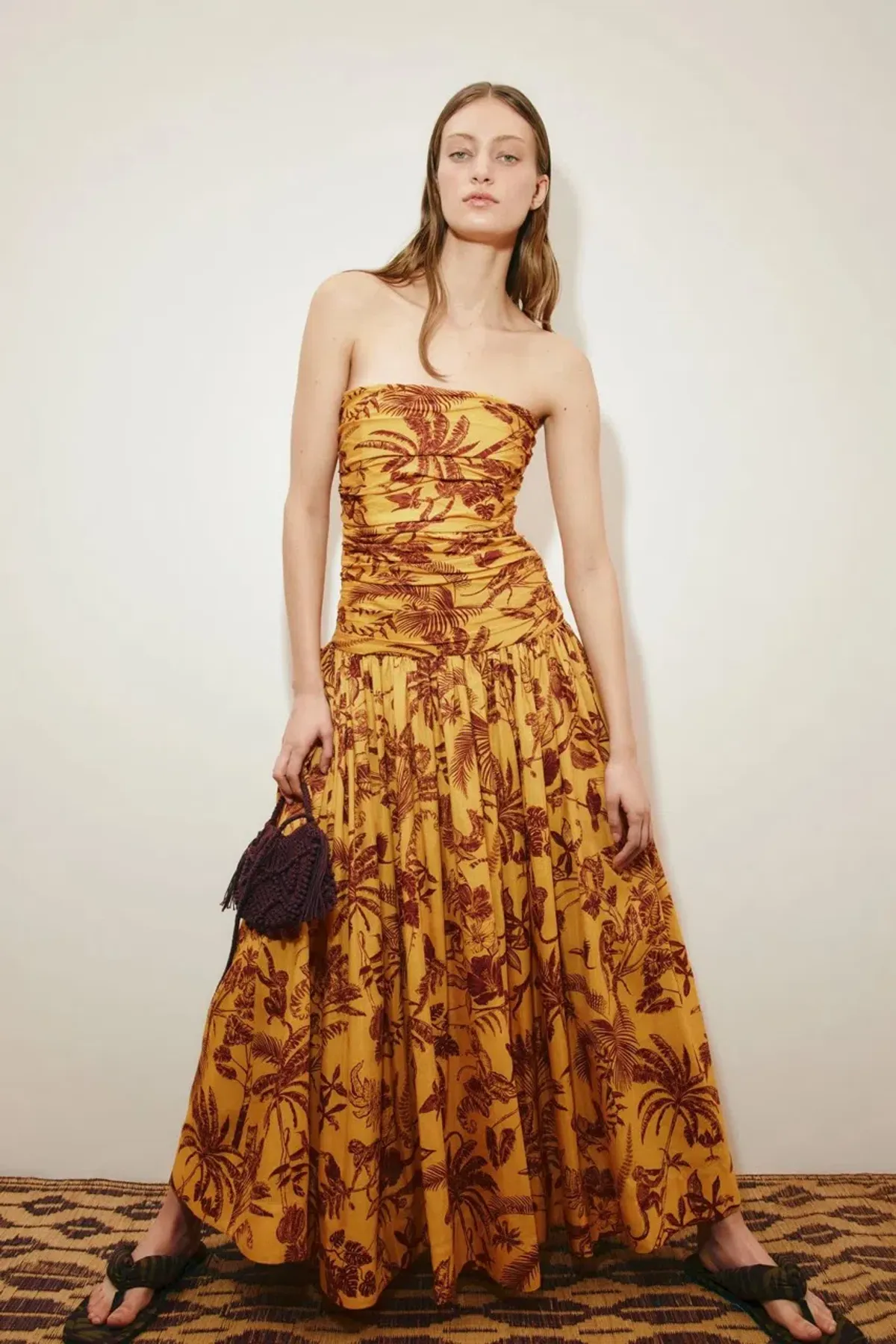 Alemais Banana Blossom Ruched Gown Marigold Size 14 for rent on The Volte - main image