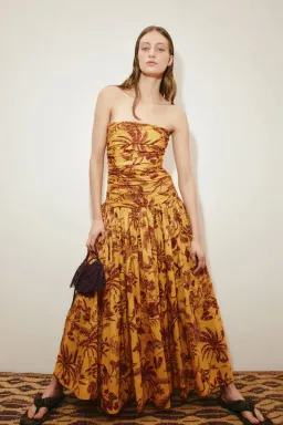 Alemais Banana Blossom Ruched Gown Marigold Size 14 for rent on The Volte - image 1