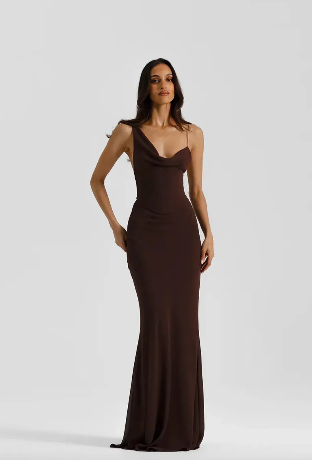 Natalie Rolt, Hallie Gown, brown, maxi, size 0  for rent on The Volte - main image
