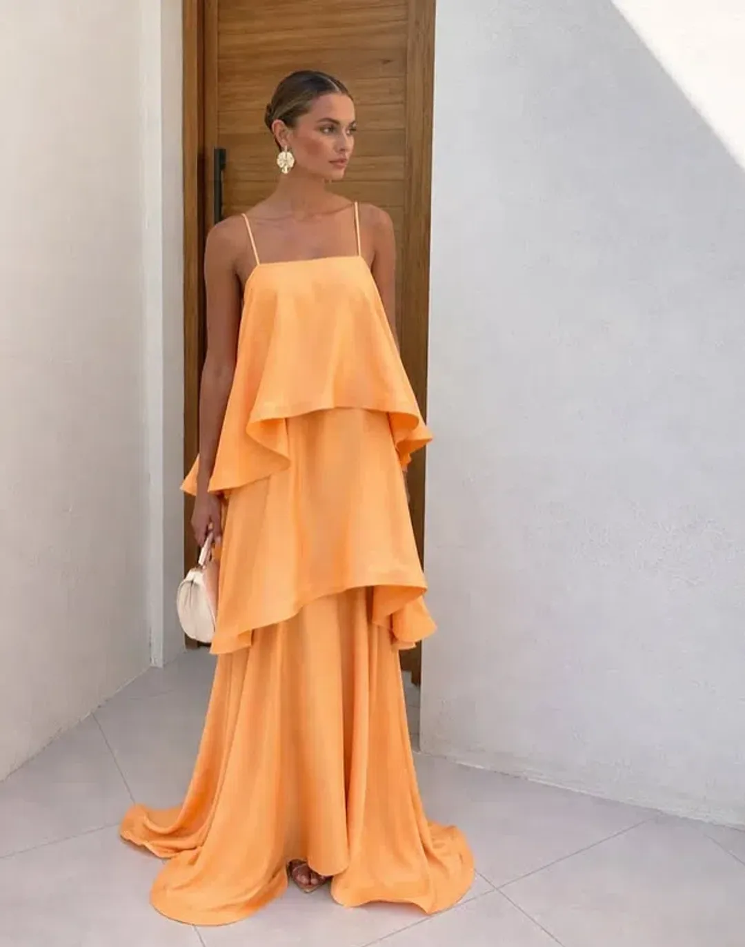 Elliatt Tilly Tiered Maxi Dress in Orange 6 for rent on The Volte - main image