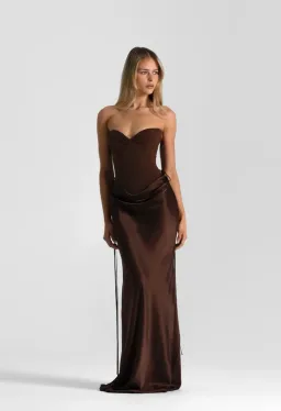 NATALIE ROLT VERITY BUSTIER + EVELYN MAXI IN ESPRESSO for rent on The Volte - image 1