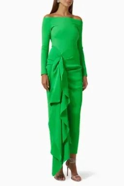 Solace London Off-the-shoulder Ruffled Dress Lotus Green Size 10 for rent on The Volte - image 2