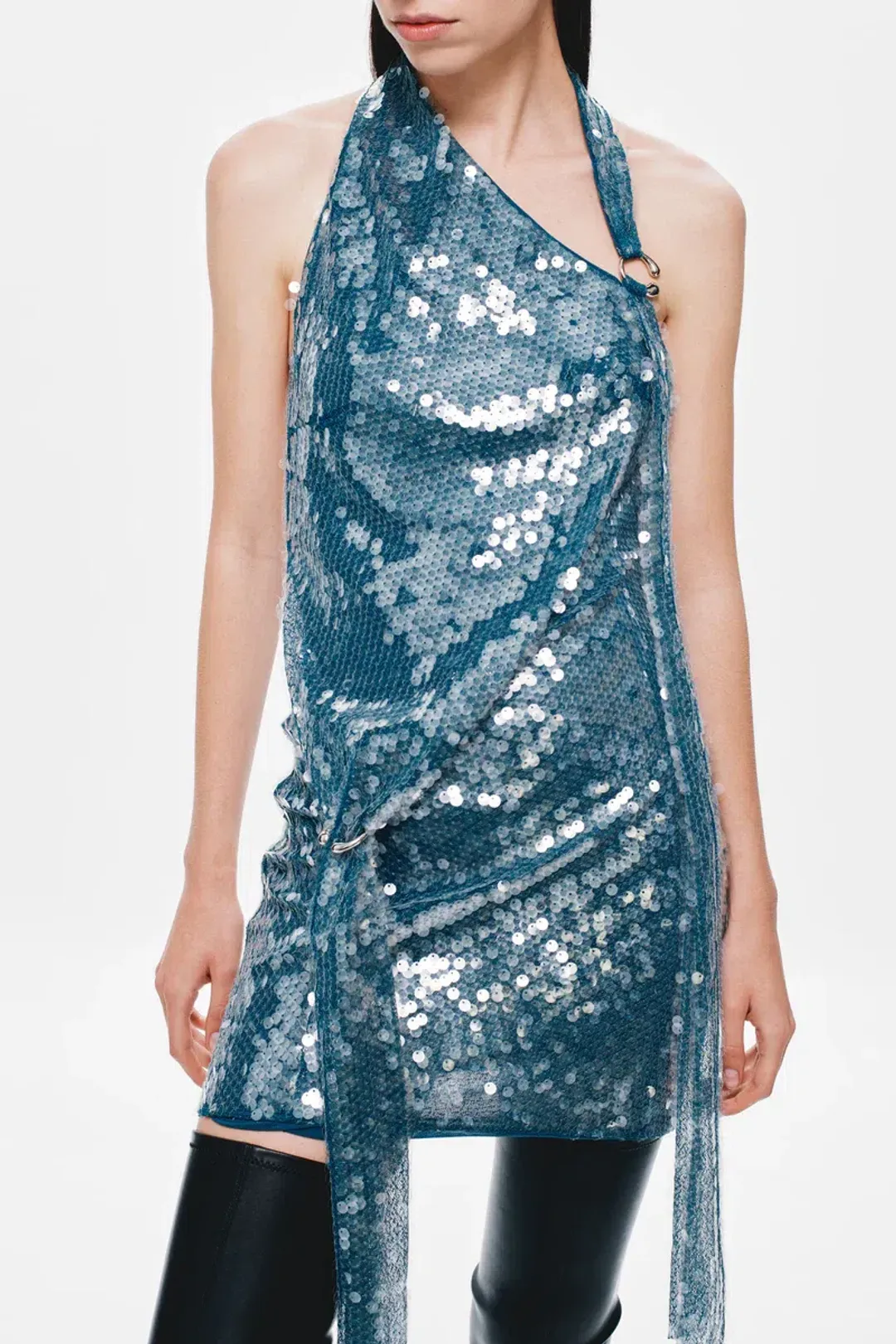 💙 MISHA Rivera Sequin Mini Dress – Teal Blue – Size AU 6 (XS) 💙  for rent on The Volte - main image