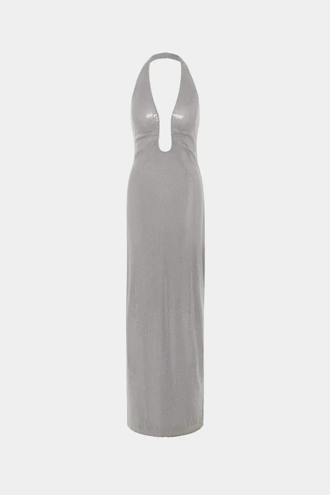 MISHA ‘Alusia’ Sequin Maxi Dress – Pewter Silver – Size AU M/10 ✨ for rent on The Volte - main image
