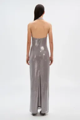 MISHA ‘Alusia’ Sequin Maxi Dress – Pewter Silver – Size AU M/10 ✨ for rent on The Volte - image 3