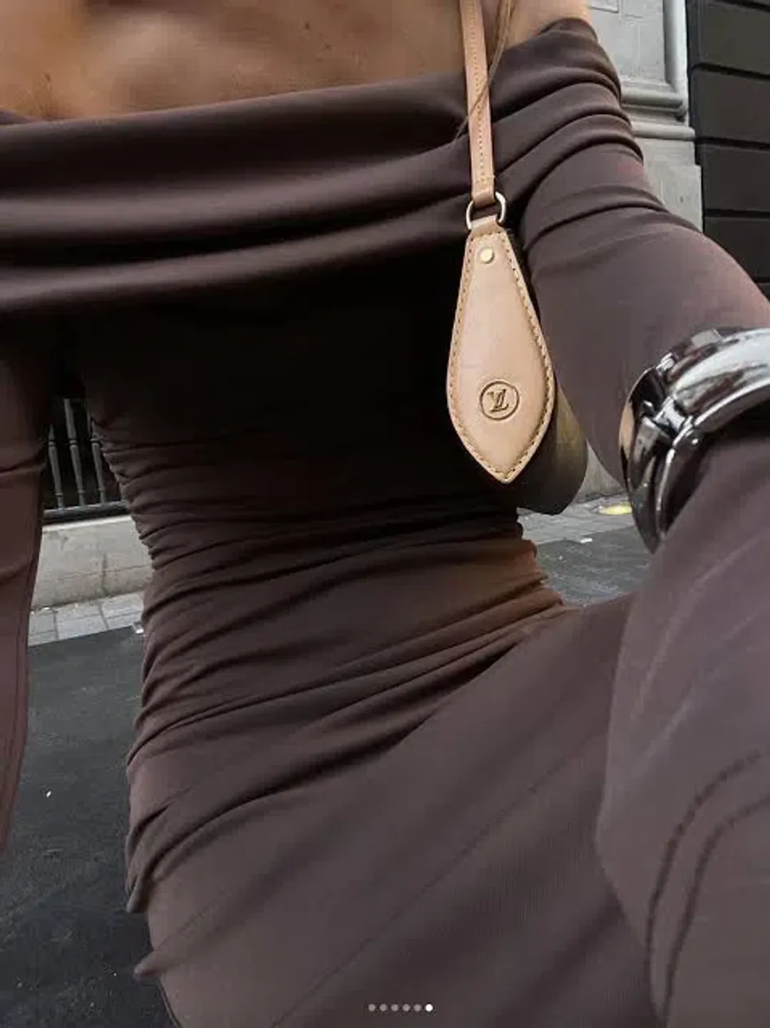 BENNI LORENA MAXI DRESS IN ASH BROWN | Size AU 10 for rent on The Volte - main image