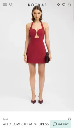Kookai Alto Low Cut Mini Dress in Red for rent on The Volte - image 2