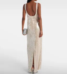 SIMKHAI Bex Sequined Tulle Maxi Long Maxi Dress Gown in Cream US 6 (Best fits AU12) | Engagement Dress  for rent on The Volte - image 5