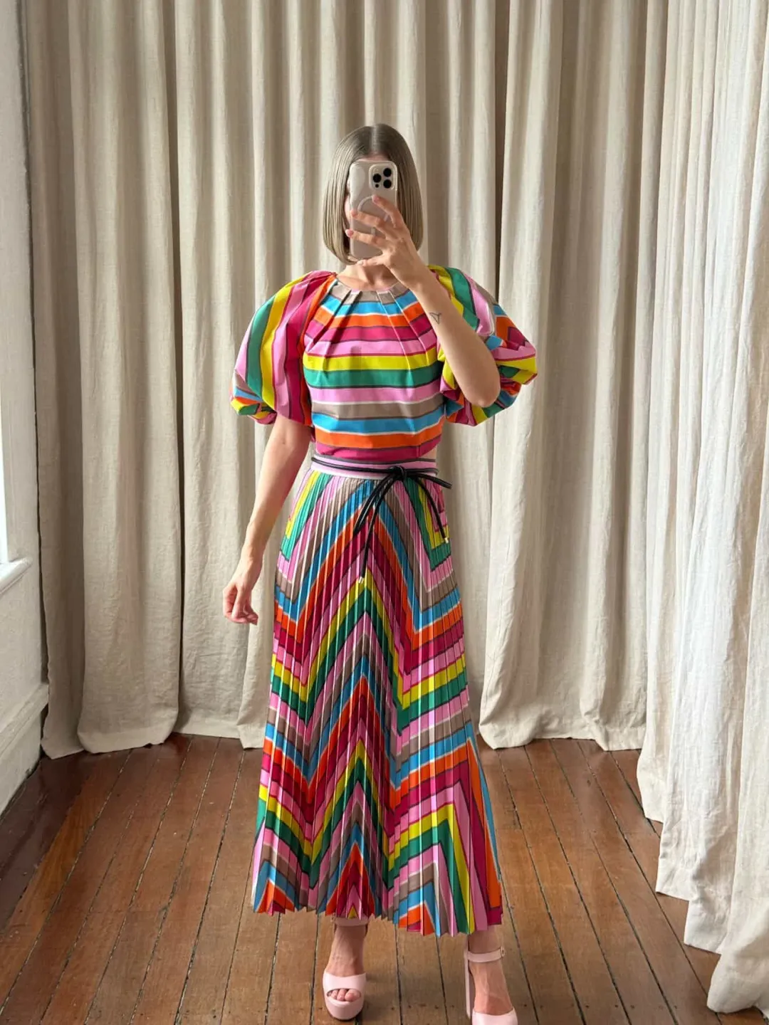 REBECCA VALLANCE DALI PUFF SLEEVE MIDI SIZE 12 for rent on The Volte - main image