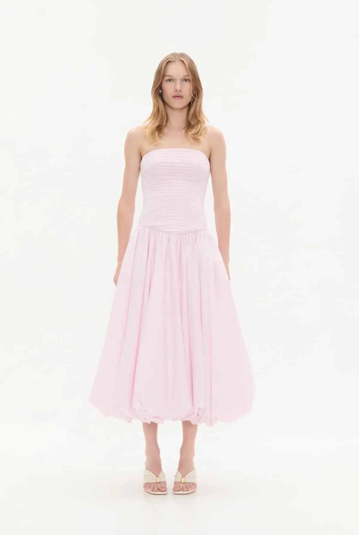 Aje Violette Bubble Midi Dress Pastel Pink Size 8 for rent on The Volte - main image